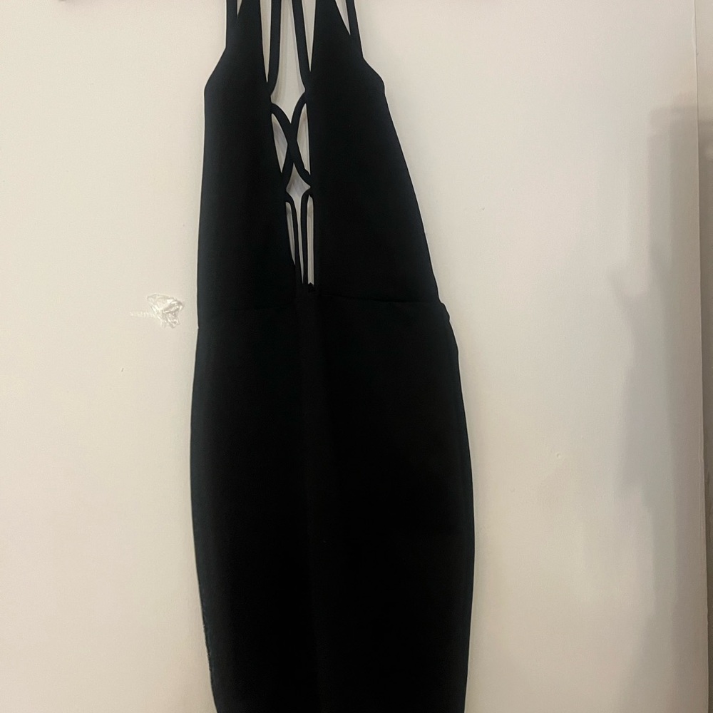 PrettyLittleThing Black Halter Slip Dress